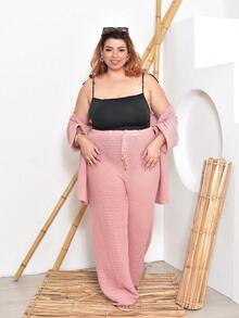 Calça Saída de Praia Tricot Plus Size Tamanho Grande Verão - Branco - Visão 3