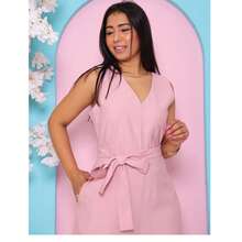 Women's Jumpsuit Roman Pantaloons Tie-Up Elegant Chic Simple Pocket Knot With Belt - 乾枯玫瑰色 - 查看 3