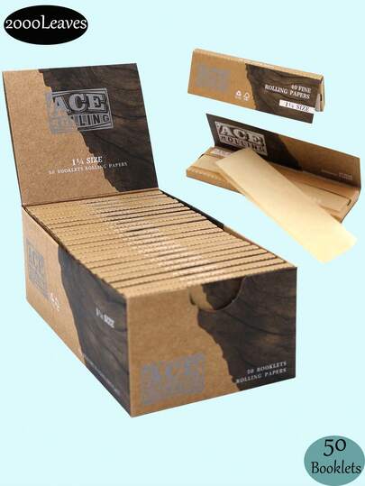 2000 fogli/50 libretti - 1000 fogli/25 libretti - Cartine per rollare sigarette 1 1/4 - Cartine per rollare di veri colori non candeggiati - Cartine per rollare con gomma arabica naturale - Cartine per rollare di veri colori 44*78 MM - Carta per sigarette extra sottile classica che brucia in modo uniforme.