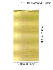 1 pieza Cortina con lentejuelas doradas brillantes, Telón de fondo cuadrado con lentejuelas, Telón de fondo cuadrado de plástico con lentejuelas de 100*200cm para decoración de pared de fiesta de boda, cumpleaños, ceremonia de aniversario, graduación, suministros para fiestas, cortina de flecos de lámina de aluminio brillante - Dorado - Ver 9