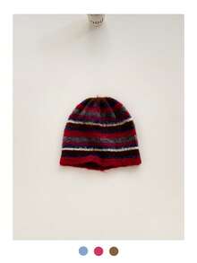 1pc Striped Contrast Color Warm Knit Beanie Hat, Soft Oversized Fit, Ear Protection, Retro Style, Suitable For Women In Autumn/Winter - Multicolor - View 15