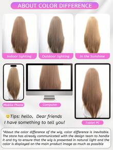 alicegarden Tóc giả ren trán 4 * 1, Tóc giả thẳng ren trán, Tóc giả thẳng dài 30 inch màu vàng vải lanh, Tóc giả tự nhiên dệt bán phần hàng ngày, Tóc giả thực tế sử dụng hàng ngày tự nhiên - Vàng lanh - Xem 8
