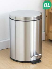 5/8L Stainless Steel Pedal Trash Can, Rectangular Kitchen Trash Can With Durable Plastic Inner Bin, Silver