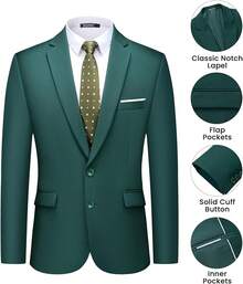 Men's 2 Piece Suits Two Button Pants Set Party,Wedding And BusinessChristmas CNPN - Màu xanh lá cây đậm - Xem 8