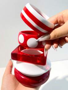 1pc Oversized Red Fashionable Bracelet, Suitable For Women's Daily Wear And Gift (Size Deviation 3mm/0.11 Is Normal)