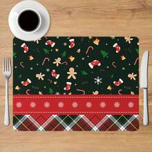 1PC Christmas Linen Table Mat Anti Slip And Heat-Insulating Holiday Decoration Tableware Mat Essential For Christmas Table Decoration