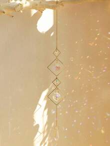 1pc Crystal Suncatcher, Colorful Hanging Suncatcher With Chain Pendant Decor, Crystal Ball Rainbow Maker, Suitable For Windows, Home, Garden, Office, Car, Party, Wedding Decoration - Gold - View 5