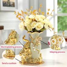 Vază decorativă din ceramică, Vază la modă și vintage (ceramică lucrată manual, placată cu pietre), Decor pentru casă/Evenimente de sărbători/Vază decorativă, Ornament pentru sufragerie/Dormitor/Sufragerie/Vază pentru ceremonie de nuntă, Flori uscate/Flori nemuritoare/Vază cu aranjament floral, Artizanat