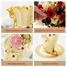 Vază decorativă din ceramică, Vază la modă și vintage (ceramică lucrată manual, placată cu pietre), Decor pentru casă/Evenimente de sărbători/Vază decorativă, Ornament pentru sufragerie/Dormitor/Sufragerie/Vază pentru ceremonie de nuntă, Flori uscate/Flori nemuritoare/Vază cu aranjament floral, Artizanat