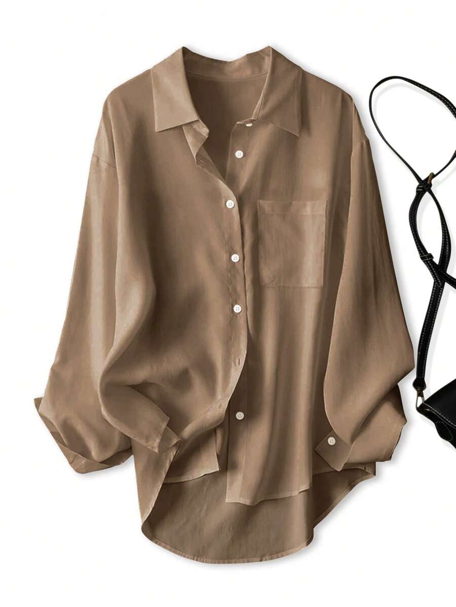 女士休闲宽松长袖衬衫，春秋季