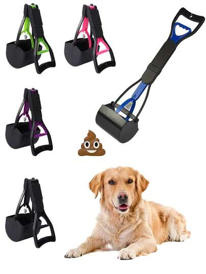 Coletor de cocô de cachorro com cabo longo, coletor de cocô de cachorro dobrável e fácil de limpar - Coletor de resíduos durável e portátil para uso interno e externo
