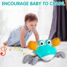 Crawling Crab Baby Toys, Magical Creature Toys, Baby Sensory Prone Toys 3 4 5 6 7 8 9 10 11 12-Year-Old Boys And Girls Learning To Crawl, 3-6 6-12 Years Old Toddlers Learning To Walk, Suitable For Children Over 36 Months Old - Blue-green - View 2