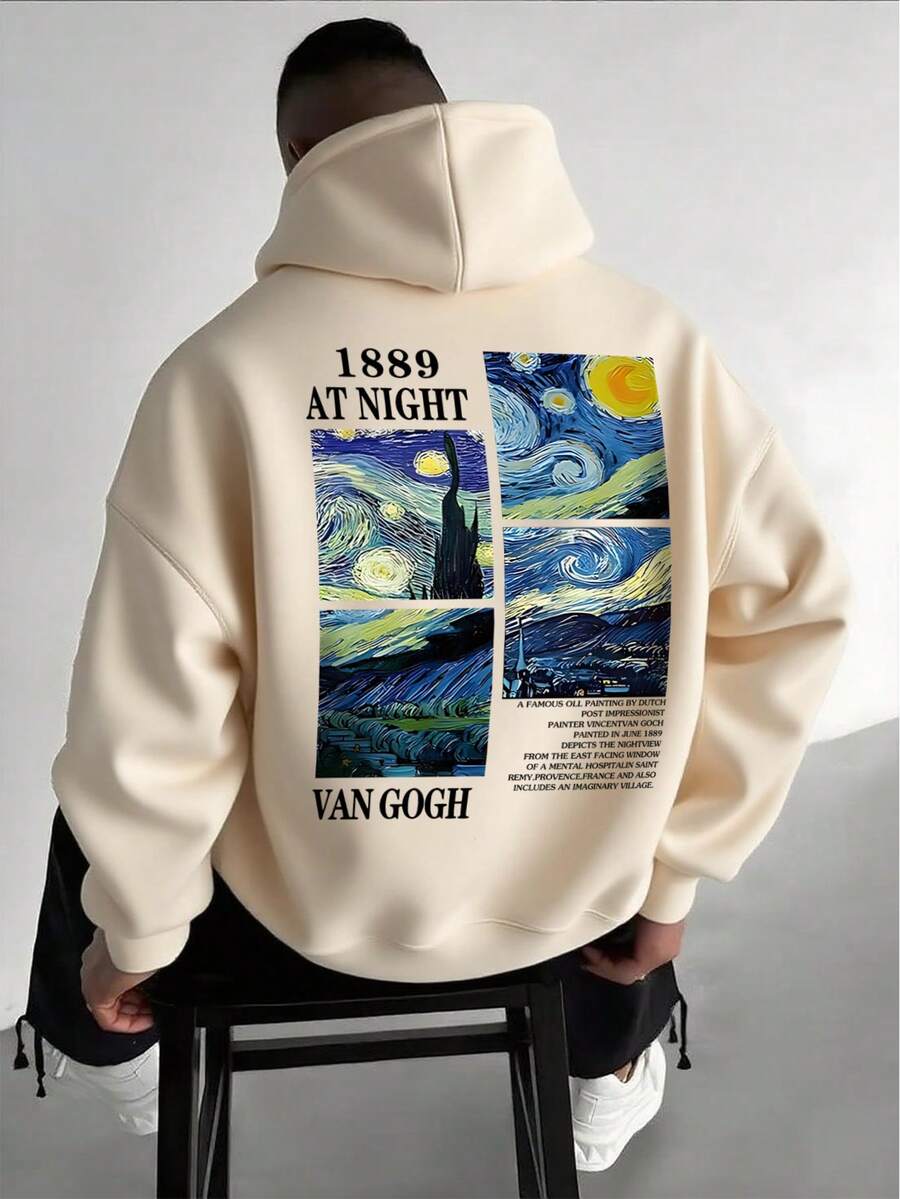 Men's Casual Loose Fit Printed Hoodie Sweatshirt, Autumn/Winter