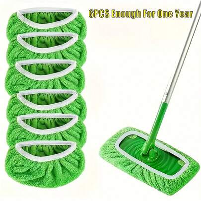 6pcs [Highly Absorbent Microfiber Mop Pads] Reusable Icrofiber Mop Pads, Washable AndDurable Flat Floor Cloths, Highly Absorbent For Wet And Dry Cleaning, Easy To Clean, WithCompatible For Standard Mops (Excluding Mop)