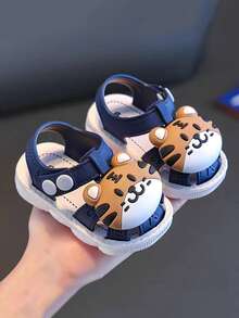 1 Pair 0-3 Years Old Baby Cartoon Tiger Closed Toe Shoes, 2025 New Soft Bottom Anti-Slip Anti-Kick Toe Indoor Toddler Shoes, Baby Sandals