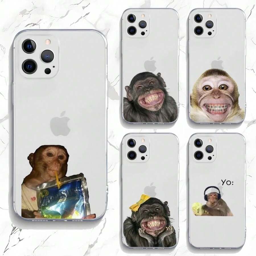 Monkey Sipping Caprisun Meme Phone Case Compatible With  15,14,13,12,11 Plus,Pro,Max,XR,XS,X,7,8 Plus,SE,Mini Transparent Soft Case, Cover Compatible With  17 Pro Max Case,  17 Pro Case,  17 Case,  16 Pro Max Case - Z7 - View 1