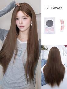 alicegarden 前额蕾丝卷发假发，中长款，棕色长卷假发，30 英尺长，自然逼真的假发，适合日常使用