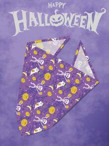 Terrifying Halloween Pet Bandana With Pumpkins Ghost Pattern Pet Kerchiefs,Adjustable Jack-O'-Lantern Theme Pattern Printing Dog Triangle Bibs Scarfs,Suitable For Small To Medium Dogs And Cats - Soft Polyester, Machine Washable