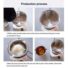 1 套/3 件蜡烛制作套件，不锈钢 400 毫升熔炉，带长柄、外锅、搅拌勺，家用 DIY 蜡烛制作用品 - 銀色 - 查看 3