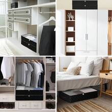 Black Underbed Storage Bags With Clear Window And 2 Reinforced Handles Under Bed Storage Containers For Clothing, Bedding, Comforter (2 Packs)