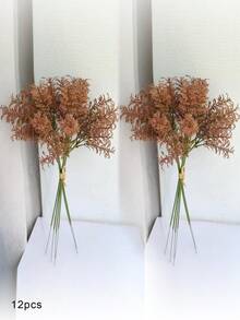 6/12 件人造植物，人造蕨类植物，17.8 英寸，迷迭香茎假绿色植物灌木，乡村农舍中心装饰桌面厨房架子桌子中心装饰户外抗紫外线花园植物