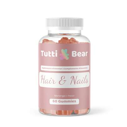 TuttiBear Hair Growth Gummies For Stronger, Shinier Hair | Vegan Supplement With Biotin, Zinc, Folic Acid & Vitamin C | Sugar-Free Strawberry Flavor | 1, 3 Or 6-Month Supply ✅ 24/48h Delivery