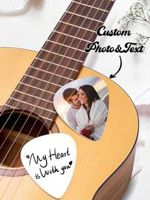 1pc Customized Guitar Pick, Personalized Photo & Text Logo Guitar Pick, ABS Shape Stable & Durable, Heart & Large Triangle Guitar Pick, Suitable For Electric Guitar, Bass & Acoustic Guitar - Multicolor - View 3