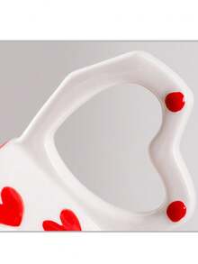 1 件流行手绘心形马克杯，创意心形手柄陶瓷杯，可爱拿铁咖啡杯适合家庭、牛奶、早餐、聚会、下午茶、浪漫情侣、独特女孩杯 - 彩色 - 查看 6