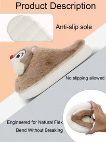 أحذية منزلية دافئة للشتاء مزينة بنقش كرتوني جذاب لشخصيات تشيب ودايل الرسمية من ديزني، للشباب