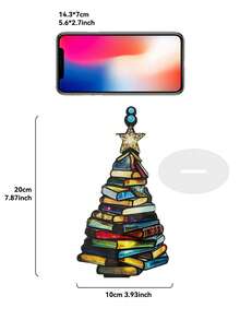 1件/2件装圣诞书树阳光捕捉器装饰品，亚克力材质，亚克力圣诞树装饰品，书籍堆叠设计，节日桌面装饰，书籍礼物，爱书人礼物，书籍装饰品，书籍礼物，爱书人礼物，图书馆员礼物，独特的爱书人礼物，节日圣诞家居装饰，适用于客厅、书架、办公室、图书馆，圣诞装饰，房间装饰，冬季圣诞装饰，家居圣诞礼物，圣诞装饰 - 彩色 - 查看 12
