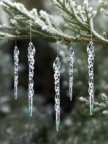 全新 12 件透明亚克力冰柱圣诞树装饰品 - 人造冰柱装饰品，透明亚克力装饰品 - 适合节日派对、冬季家居装饰和节日庆典、树装饰