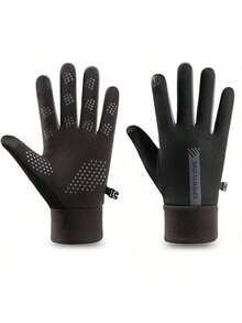 1 Pair Unisex Winter Waterproof Bicycle Gloves Outdoor Sports Skiing Running Motorcycle Touch Screen Wool Warm Anti-Slip Full-Finger Gloves - Multicolor - View 5