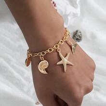 1件18K镀金不锈钢海星、贝壳、心形吊坠项链，波西米亚海滩风格，适合日常佩戴、派对、叠戴手链、母亲节礼物、圣诞节、感恩节、万圣节、婚礼首饰、周年纪念日、情人节礼物 - 款式10 - 查看 6