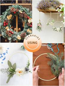 10 aros de bambu bege para apanhadores de sonhos, decoração para casamento ao ar livre, anéis decorativos com sinos de vento de penas, adequados para Halloween, Natal e outros feriados, círculos decorativos de bambu para parede de quarto, decoração de quarto, bastidores de bordado para artesanato faça você mesmo