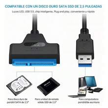 Cable USB 3.0 a SATA Para Discos Duros HDD/SSD De 2,5 Pulgadas - Negro - Ver 7