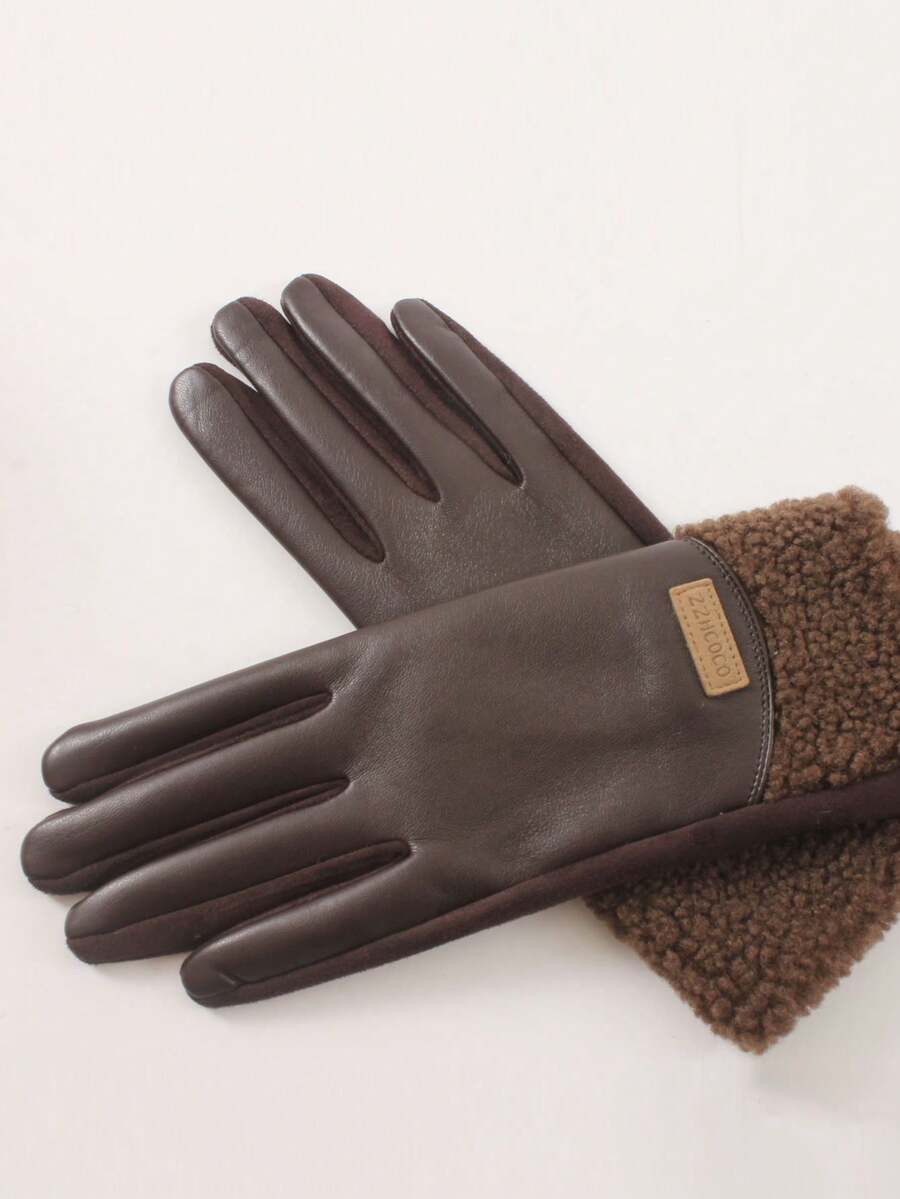 Women's Warm Gloves For Autumn/Winter, Thickened Thermal Lined, Touchscreen, Windproof, Motorcycle/Cycling Gloves - Multicolor - View 1