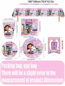 Temática de Gabby's Dollhouse - Vajilla desechable y artículos decorativos para fiestas, platos de papel de 7 pulgadas/9 pulgadas, vasos de papel, pañuelos, manteles, pancartas, adecuados para decoración de fiestas de cumpleaños y lugares de comida, decoración de fiestas y lugares de comida, amigos y familiares que aman la decoración de fiestas y reuniones de Gabby - Multicolor - Ver 4