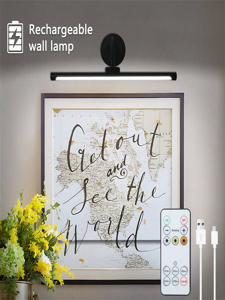 1pc, Home Lighting Remote Control Gooseneck Tube Smart Desk Lamp, 360 ° Flexible USB Charging Bedroom Night Light, Reading Light With Timer, Suitable For Kitchen, Office Desk, Computer Desk, Dormitory Storage Room, Holiday Decoration Gift(1800mAh)