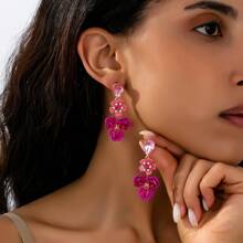 1 Pair Elegant Blue Flower Dangle Earrings, Bohemian Style, Suitable For Women's Daily Wear, Gift - Earrings - View 10