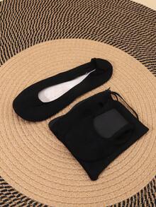 2025 Autumn/Winter New Women's Fashion Casual Soft Comfortable Black Velvet Bow Foldable Slip-On Dance Shoes/House Slippers - Black - View 2