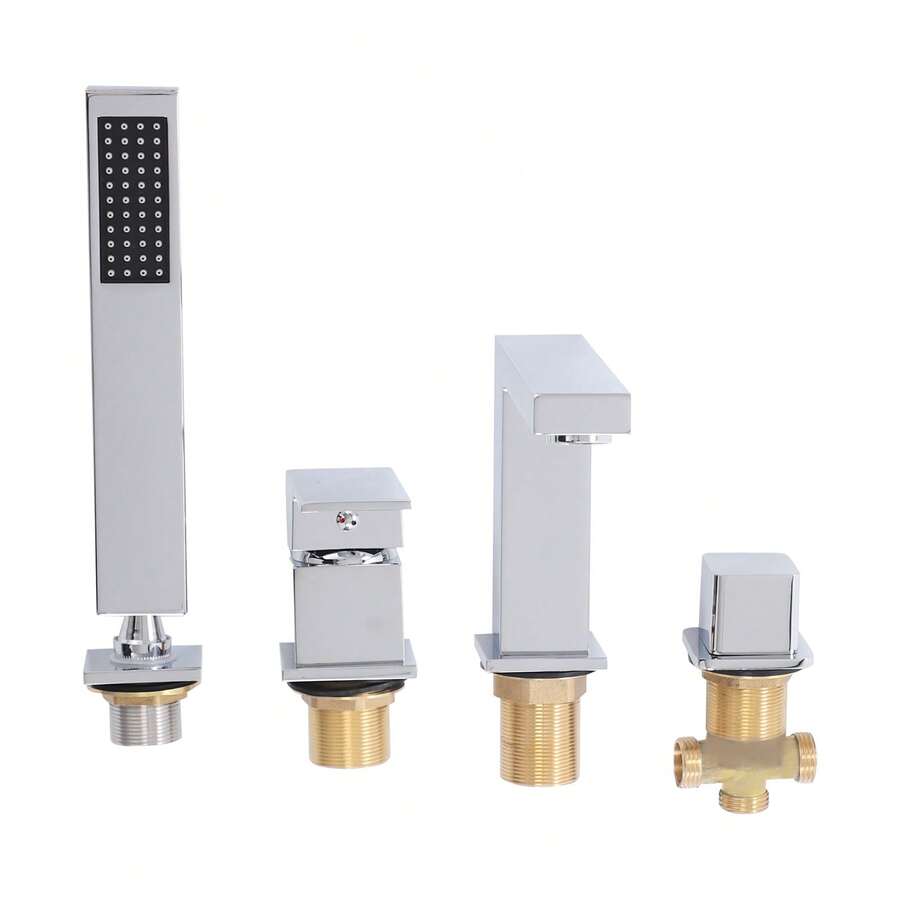 Bathtub Faucet Set, 4 PCS Bathtub Faucet, Faucet Set With Diverter And Shower Head - Silver - View 1