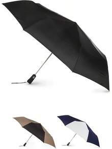Totes Auto Open/Close Windproof Compact Large Golf Umbrella With UV And Water Repellant Protection - Black - View 9