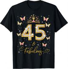 45 Y Fabulosa, Mujeres de 45 Años, Camiseta de Reina del 45º Cumpleaños - Negro - Ver 2