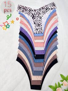 15/8/7 PCS Women's Low-Waist Seamless-Cut Briefs,Halloween Costumes,Christmas, Bragas Mujer,Featuring Comfortable, Soft And Breathable Wear, Good Quality, Highlighting Elegant And Sexy Temperament, Suitable For Yoga, Sports, Fitness, Daily Life, Home, Going Out And Work, Made Of Premium Fabric With Quick-Drying And Lightweight Properties. - 彩色 - 查看 1