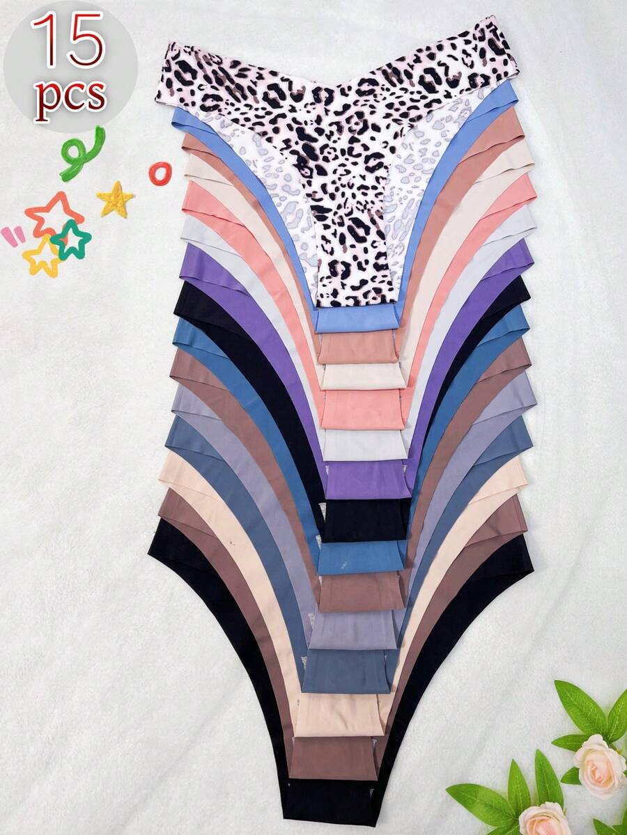 15/8/7 PCS Women's Low-Waist Seamless-Cut Briefs,Halloween Costumes,Christmas, Bragas Mujer,Featuring Comfortable, Soft And Breathable Wear, Good Quality, Highlighting Elegant And Sexy Temperament, Suitable For Yoga, Sports, Fitness, Daily Life, Home, Going Out And Work, Made Of Premium Fabric With Quick-Drying And Lightweight Properties. - 彩色 - 查看 1