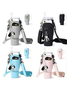 Giá đỡ cốc 40/30oz + Ống hút, Bộ phụ kiện bình nước (Giá đỡ cốc + Túi đựng điện thoại + Móc khóa + Ống hút), Túi đựng bình nước có túi đựng điện thoại, Vỏ bảo vệ cốc, Túi cách nhiệt bình nước, Giá đỡ cốc (có túi đựng điện thoại), Không có nắp ống hút, Phù hợp với cốc thủy tinh 40/30oz, Có quai xách, Có thể đeo chéo, - Nhiều màu - Xem 3