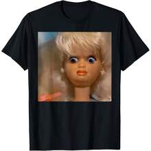 Funny Disgusting Doll Face Meme Women T-Shirt - 黑色 - 查看 1