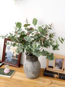 1/3pcs Artificial Leaves, Banyan Branches, Eucalyptus Leaves, Fake Plants, Artificial Banyan Stems, Green Plants, Fake Tree Branches, Stems That Can Be Bent For Vase Filling, Artificial Plants, Home Shelf Decoration - Multicolor - View 9