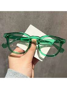 1 件/2 件/3 件/5 件女士迷你圆框超轻铆钉透明镜片抗疲劳时尚无度数眼镜，适合日常使用 - 电脑、电视、游戏、智能手机 - 黑色 - 查看 6