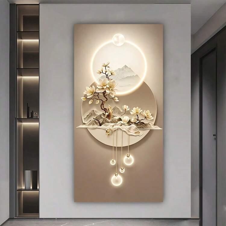 1 pieza Pintura decorativa de arte moderno en lienzo, retrato sin marco, paisaje, pintura floral, decoración de pared de alta gama para interiores/exteriores, adecuada para sala de estar, dormitorio, oficina en casa, cocina, comedor - Decoración de primavera/invierno, Tamaño 50x100cm/19.68x39.37in - Multicolor - Añade 3